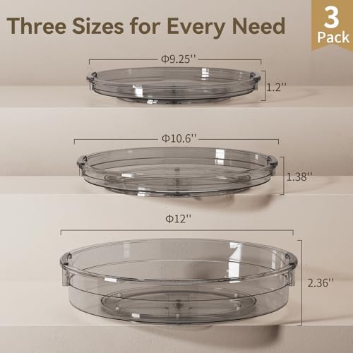 LAMU 3 Pack Lazy Susan Organizer Turntable