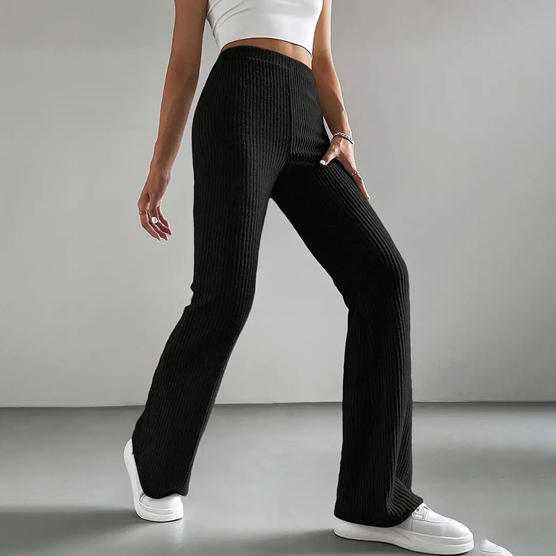 Women's Solid Rib-Knit Pull-On High-Waisted Jogger Pants - Image 7