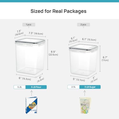 Vtopmart 3 PCS Flour and Sugar Storage Container Sets