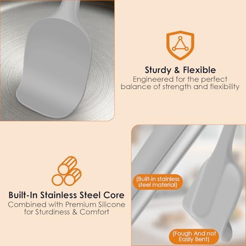 5-Piece Silicone Spatula Set, Reinforced Core & Connections