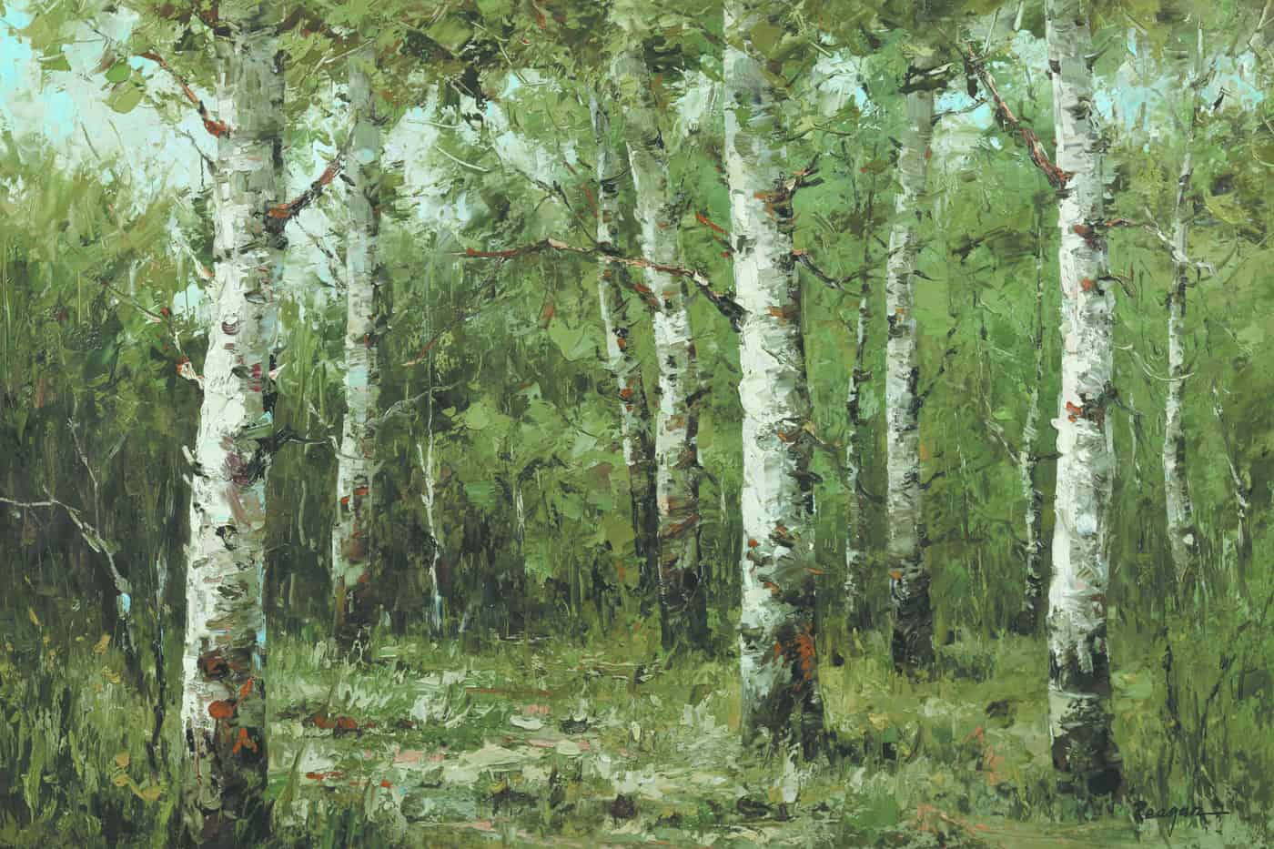 Original Birch Trees giclee on 24x36 gallery-wrapped canvas by artist Reagan