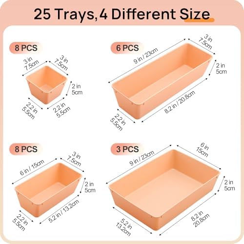 Vtopmart 25 Pack Plastic Drawer Organizers
