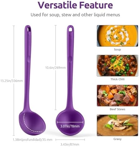 13 inch Silicone Soup Ladle: U-Taste 600ºF Heat Resistant 4 oz Large Non-stick
