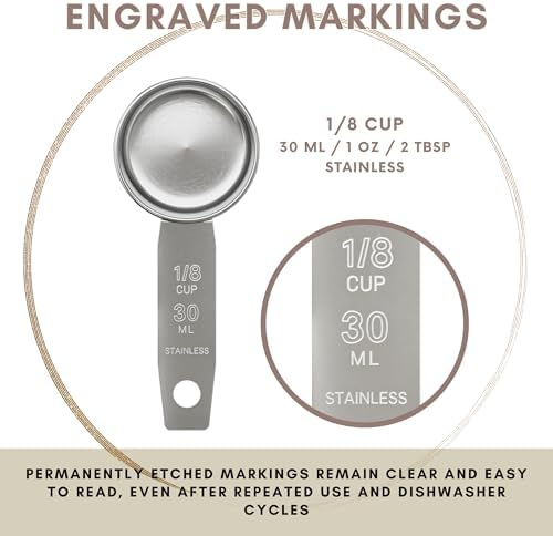 1/8 Cup Stainless Steel Measuring Cup | Sturdy Metal 30 ml | 30 cc | 1 oz |