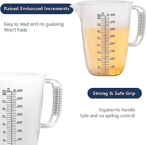 WhiteRhino 1 Gallon 134oz Measure Pitcher, US Conversion Chart, Extra Large