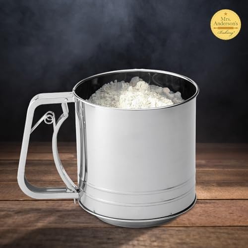 Mrs. Anderson’s Baking Hand Squeeze Flour Sifter, Stainless Steel, 5-Cup