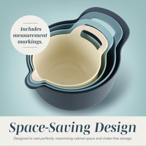 COOK WITH COLOR Nesting Plastic Mixing Bowl Set with Pour Spouts and Handles
