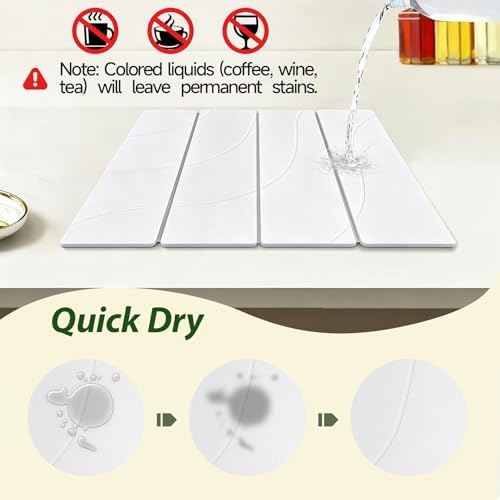 Large Stone Drying Mat for Kitchen Counter, Water-Absorbent Marble Diatomaceous