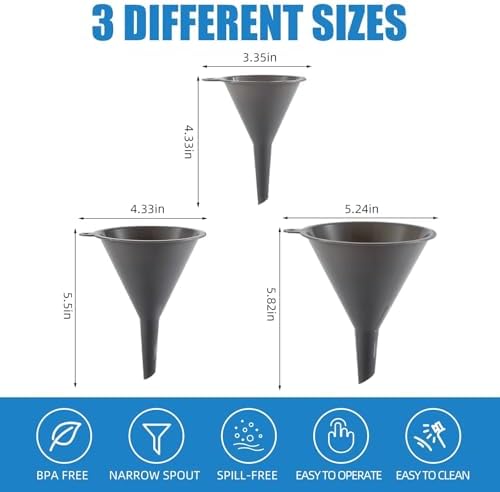 Plastic Kitchen Funnel Set of 3, Round Kitchen Funnels