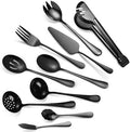 Black Serving Utensils Set 10-Piece Stainless Steel Kitchen Catering Flatware