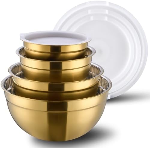 4 Piece Gold Mixing Bowls With Lids