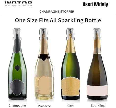 WOTOR Champagne Bottle Stoppers, Stainless Steel, 6 Pack
