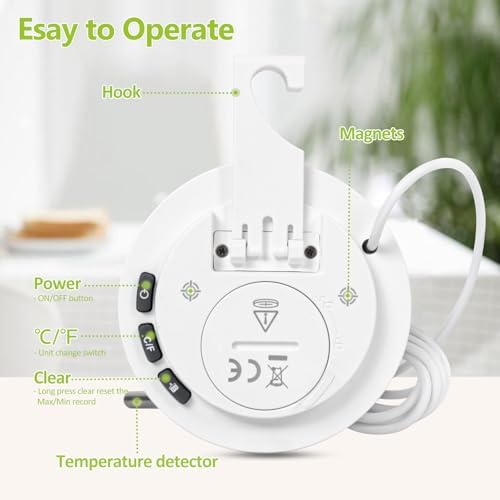 Geevon Refrigerator Thermometer IP65 Waterproof,