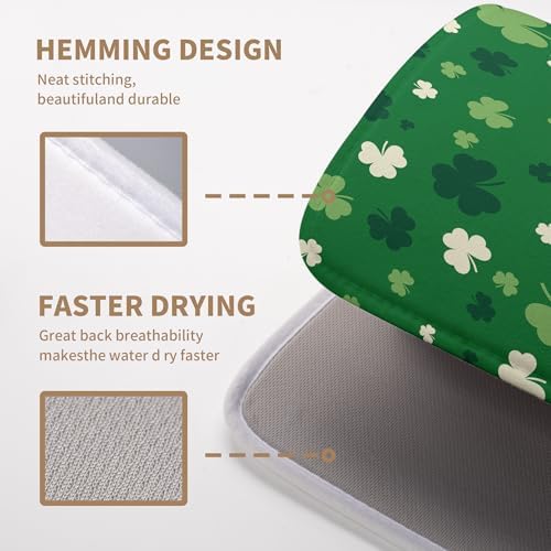 Green Shamrock St. Patrick's Day Dish Drying Mat
