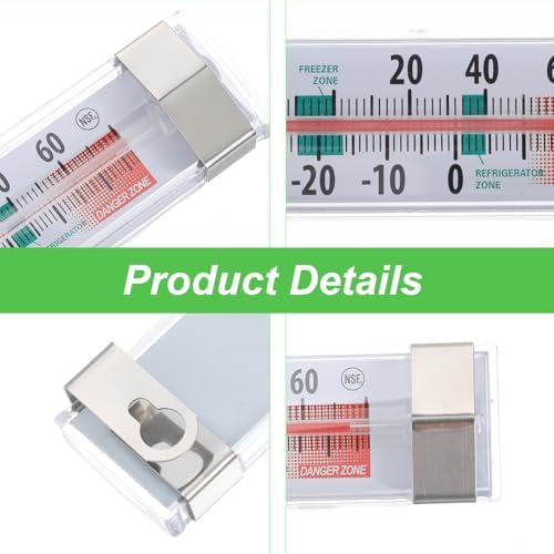 6 Pack Fridge Refrigerator Freezer Thermometer, Waterproof Analog, Large Dial