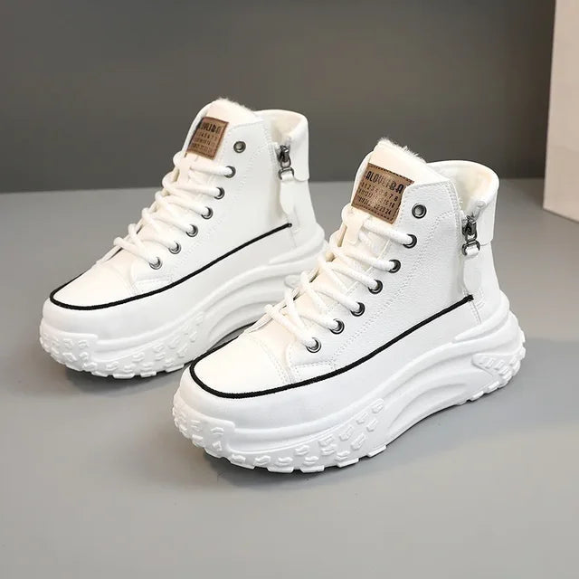 Women's High-Top Platform Sneakers - Casual Chunky Streetwear - Image 10