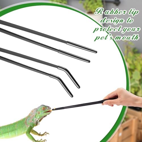 Lasnten 2 Pcs Extra Long Stainless Steel Reptile Feeding Tongs