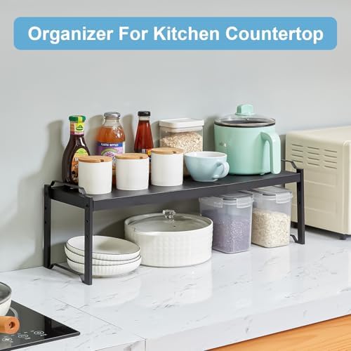 X-cosrack 25.5 Inches 2 Pack Expandable Cabinet Shelves, Stackable Shelf