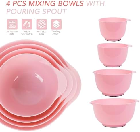 BoxedHom Classic Mixing Bowls Set of 4, BPA Free Microwave Safe, 4.5 Quart