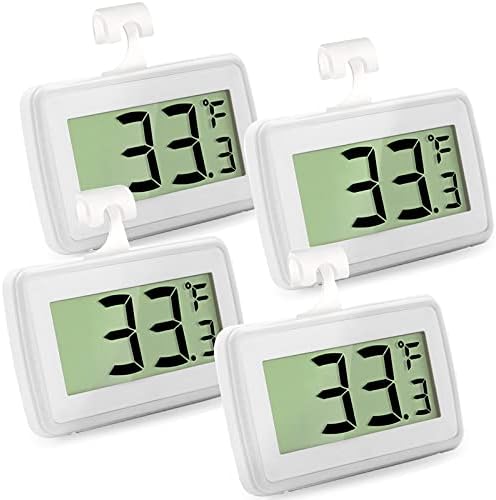 4 Pack Digital Refrigerator Thermometer, Waterproof Freezer Room Thermometer