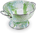 Golden Rabbit Modern Monet medium enamelware colander with vibrant watercolor design