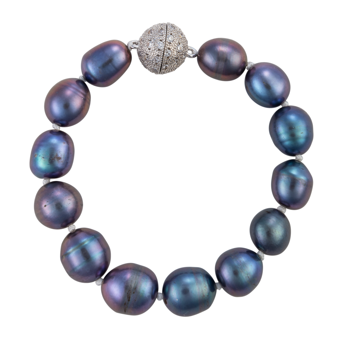 Baroque Freshwater Pearl Bracelet with Crystal Magnetic Clasp - Image 2