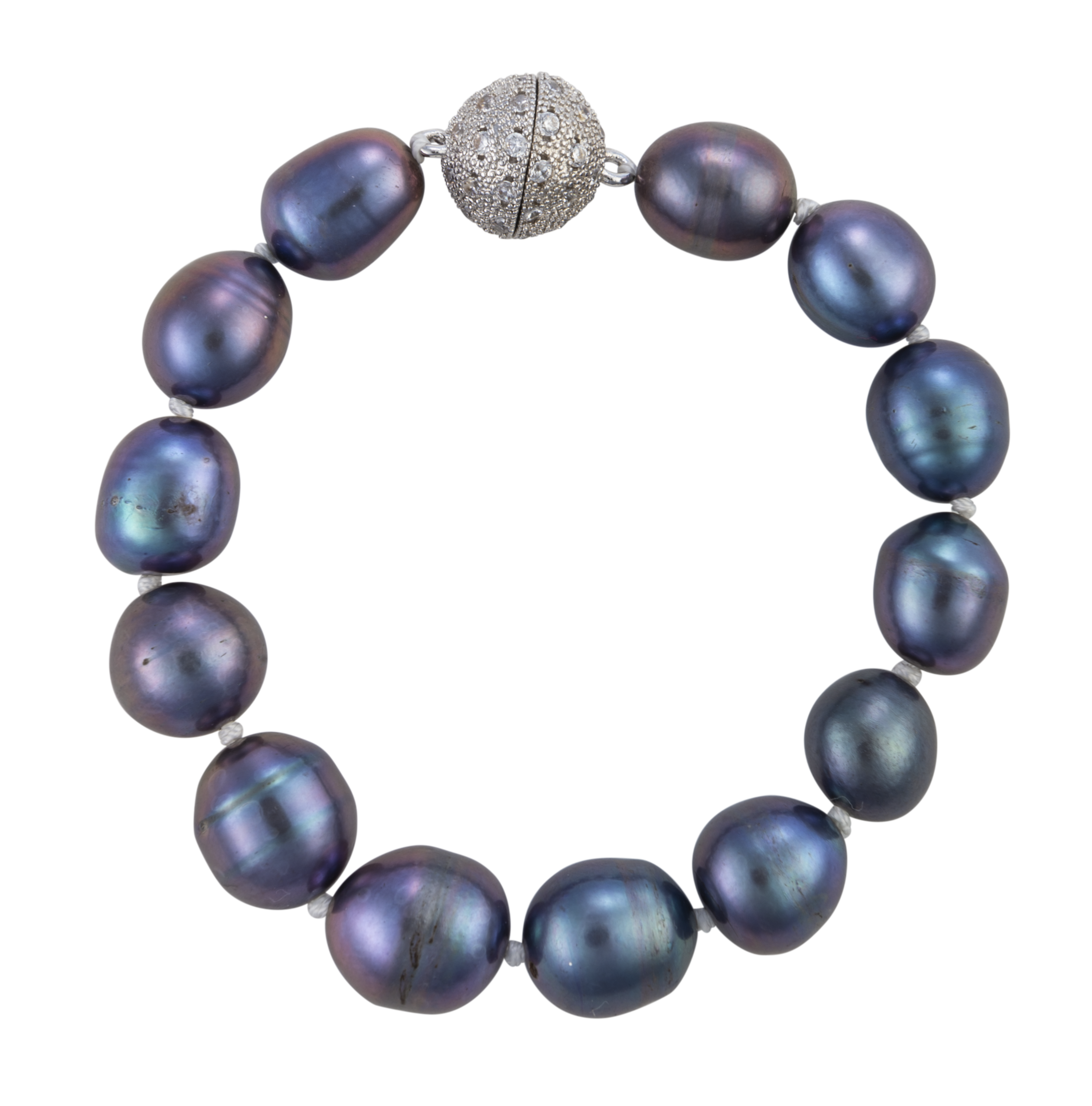 Baroque Freshwater Pearl Bracelet with Crystal Magnetic Clasp - Image 2