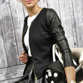 Patchwork Blazer Jacket with PU Leather Accents
