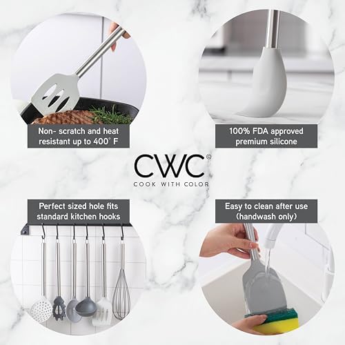 COOK WITH COLOR Silicone Cooking Utensils, Kitchen Utensil Set, Cooking Utensils