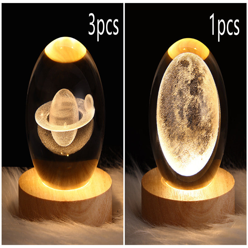 3D Galaxy Crystal Ball LED Night Light Planet Lamp Home Decor