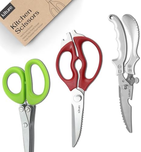 Heavy Duty Kitchen Shear with Bonus MultiPurpose and Herb Scissors 420