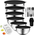 ENVTEK Mixing Bowls Set with Airtight Lids, Non-Slip Silicone Bottoms