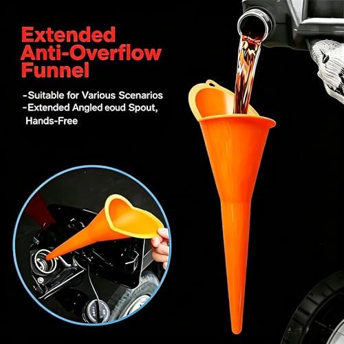 2 Pack Long Neck Oil Funnel for All Automotive & Motorcycle Use