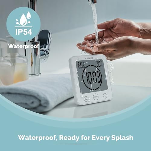 KADAMS Shower Clock Waterproof Bathroom Timer – Digital Wall Clock