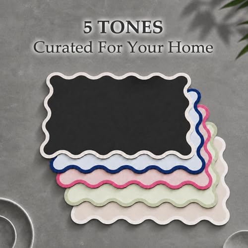 Scalloped Dish Drying Mat for Kitchen Counter, Absorbent Easy Clean Non-slip