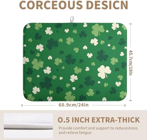 Green Shamrock St. Patrick's Day Dish Drying Mat