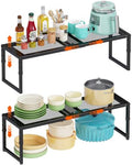 2 Pack Expandable Kitchen Cabinet Shelf Organizer, 15.5"-25.5" Long Adjustable