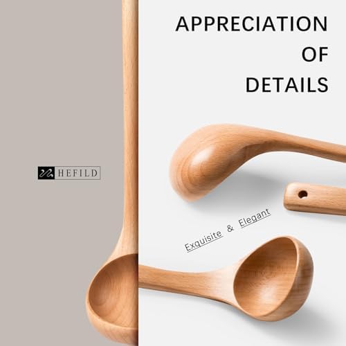 Wooden Soup Ladle for Cooking, 10.8 Inch, 2 oz, Beech Wood