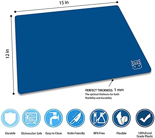 ZVP Plastic Cutting Boards for Kitchen, Flexible Cutting Mats, Gradient Blue