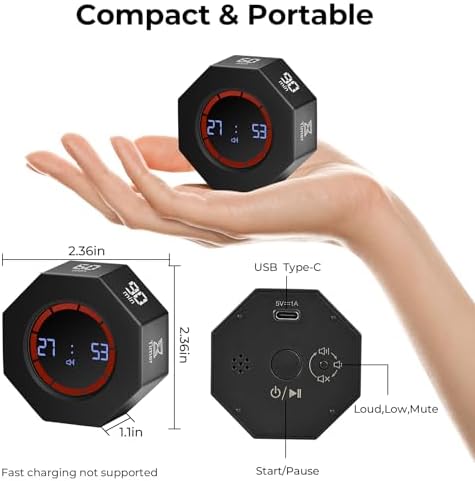 Rechargeable Pomodoro Timer, Small Gravity Timer