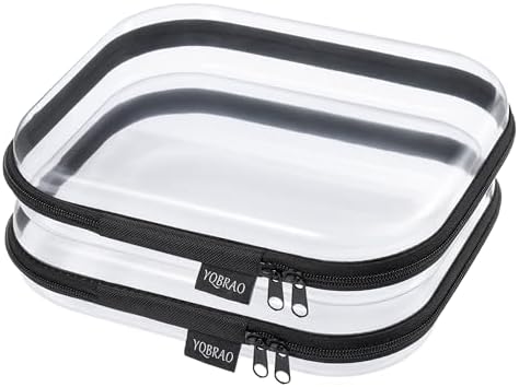 YQBRAO 2-Piece Medium Clear Hard Shell Zipper Case Set