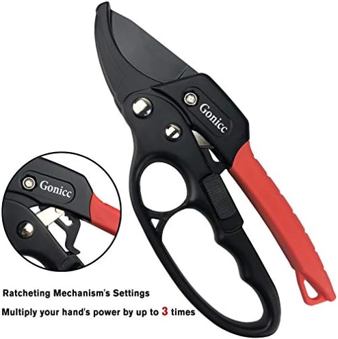 gonicc 8" Professional Ratchet Anvil Pruning Shears