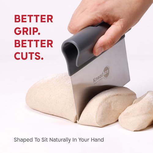 KneadAce Dough Scraper & Baker’s Brush.Stainless Steel Bench Scraper & Flour