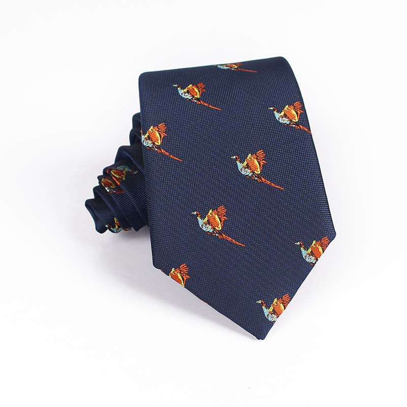 Vibrant Jacquard Bird Pattern Necktie - Multi-Color Design - Image 3