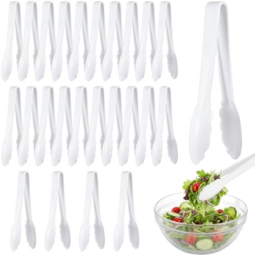 Tessco 25 Pcs Plastic Tongs, 9 Inch Disposable Serving Tongs