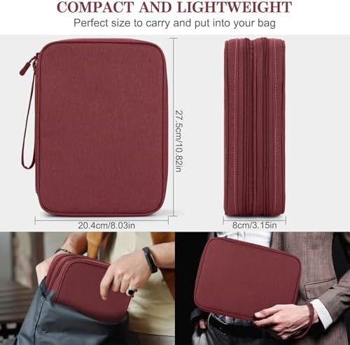 FYY Electronic Organizer, Travel Tech Pouch Bag, Extra Large, Wine Red
