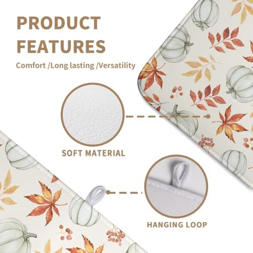 Fall Orange Maple Leaf Pumpkin Dish Drying Mat