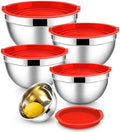 E-far Mixing Bowls with Lids Set, Stainless Steel Cooking Salad Bowls