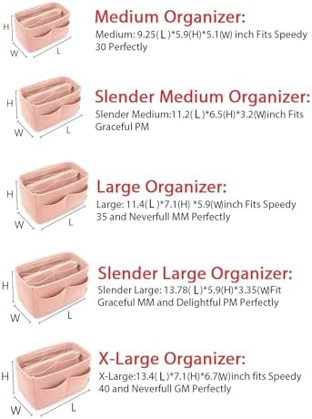 LEXSION Felt Purse Organizer Insert, Tote Bag Shaper Dividers