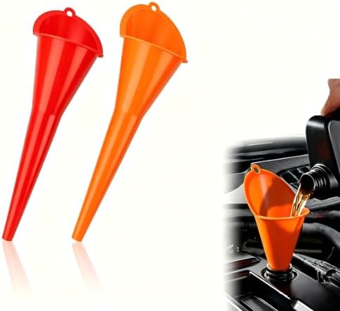 2 Pack Long Neck Oil Funnel for All Automotive & Motorcycle Use